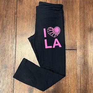 LULULEMON x SOUL CYCLE LA CROPPED LEGGINGS, SIZE SMALL, BLACK/PINK